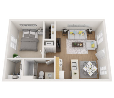 1 Bed / 1 Bath / 612 sq ft / Availability: Please Call / Deposit: $300+ / Rent: $855
